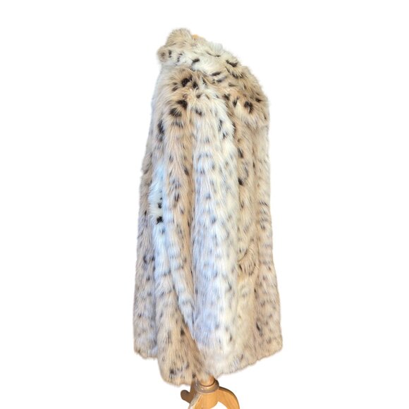 ASOS Faux Fur Coat in Cream and Brown - Picture 7 of 14